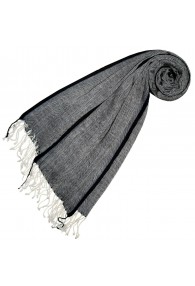 Cashmere + wool scarf gray black LORENZO CANA