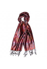 Men's Shawl 100% Silk Paisley Purple Orange LORENZO CANA