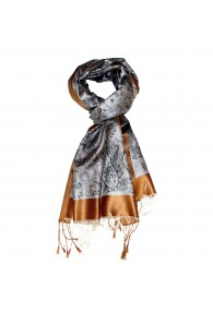 Seidenschal silber grau braun Paisley Herren LORENZO CANA