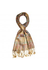 Schal 100% Seide Paisley gold gelb lachs LORENZO CANA