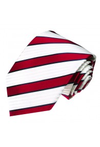 XL Necktie 100% Silk Striped Red White LORENZO CANA 
