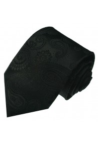 XL Necktie 100% Silk Paisley Black LORENZO CANA