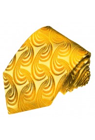 XL Necktie 100% Silk Paisley Gold Yellow LORENZO CANA