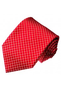 Neck Tie 100% Silk Checkered Red White LORENZO CANA