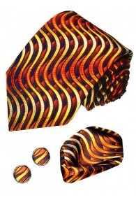 Necktie Set 100% Silk Waves Gold For Men LORENZO CANA