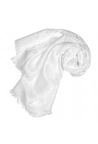 Women's Shawl Viscose Silk Paisley White LORENZO CANA