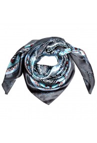 Scarf for Men light blue grey red silk floral LORENZO CANA