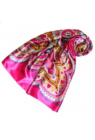 Scarf for Women pink brown red silk floral LORENZO CANA