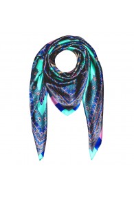 Scarf for Men turquoise rose blue silk floral LORENZO CANA