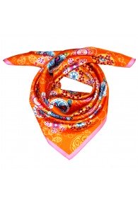 Womens 100% Silk orange pink blue Floral LORENZO CANA