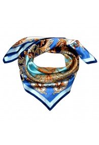 Scarf for men blue gold orange silk floral LORENZO CANA