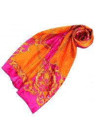 Ladie's Shawl Orange Pink Silk Floral LORENZO CANA