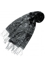 Modal Men's Scarf in Black Gray Graphically Woven LORENZO CANA
