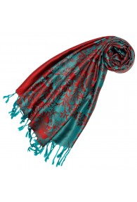 Scarf 100% Modal Red Turquoise Floral LORENZO CANA
