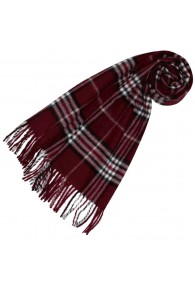 Polyacrylic mens scarf Checked Bordeaux White Black LORENZO CANA