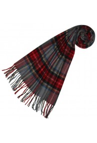 Polyacrylic mens scarf Plaid Gray Red Blue LORENZO CANA