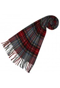 Polyacrylic mens scarf Plaid Gray Red Blue LORENZO CANA