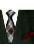 Silk tie gray red checked