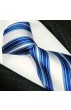 Striped mens tie blue white