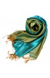 Men's Shawl Silk Viscose Bicolored Cyan Green LORENZO CANA