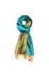 Women's Shawl Silk Viscose Bicolored Cyan Green LORENZO CANA