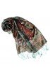 Silk Shawl big amazing red green