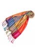Pashmina 100% Seide Paisley rostbraun grau braun LORENZO CANA