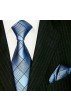 Krawattenset 100% Seide Karo silberblau, blaugrau LORENZO CANA