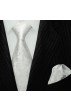Krawattenset 100% Seide Floral weiss hellgrau LORENZO CANA